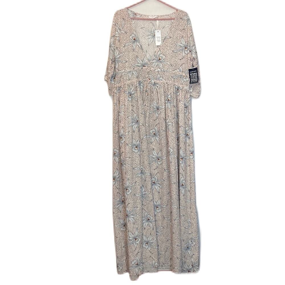 Eywasouls Malibu Liliane Nude Orchid Pink Floral Summer Maxi Dress Size M/L